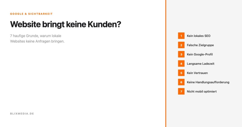 Website bringt keine Kunden - 7 häufige Gründe warum lokale Websites keine Anfragen bringen