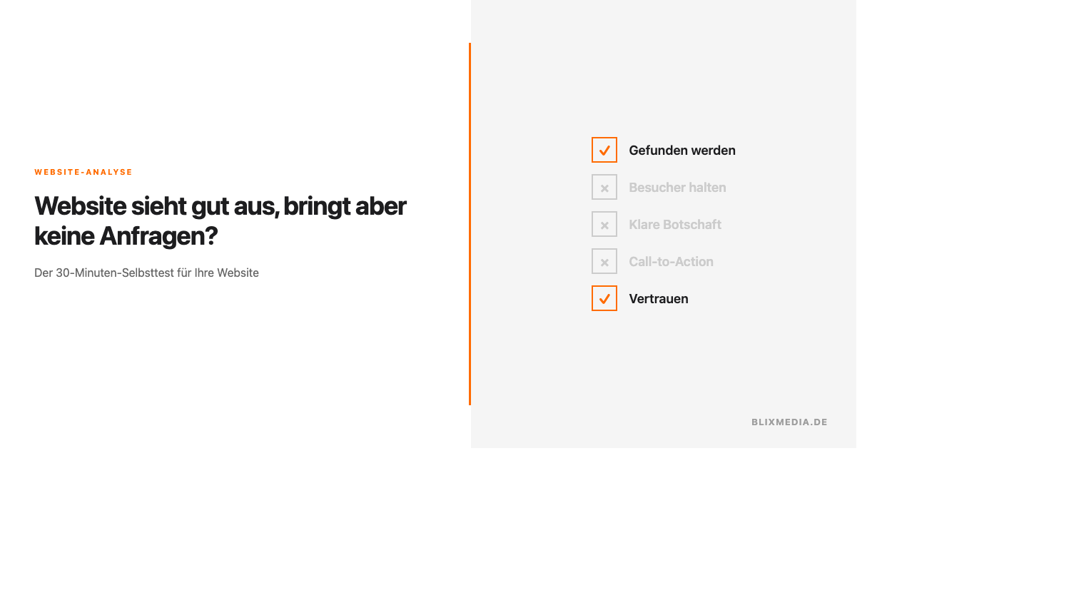 Website keine Anfragen Selbsttest Blixmedia