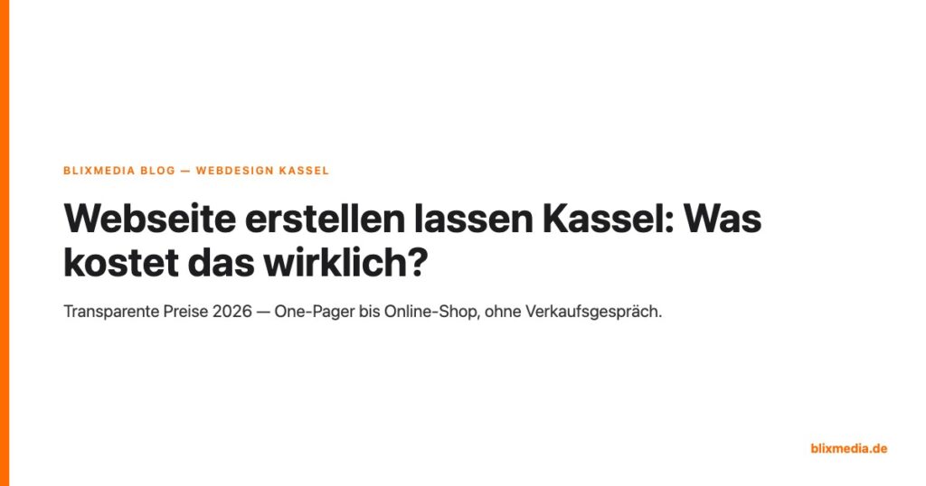Webseite erstellen lassen Kassel — Transparente Preise 2026
