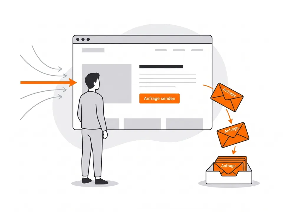 Website verwandelt Besucher in Anfragen, die Anfragen landen im Postfach